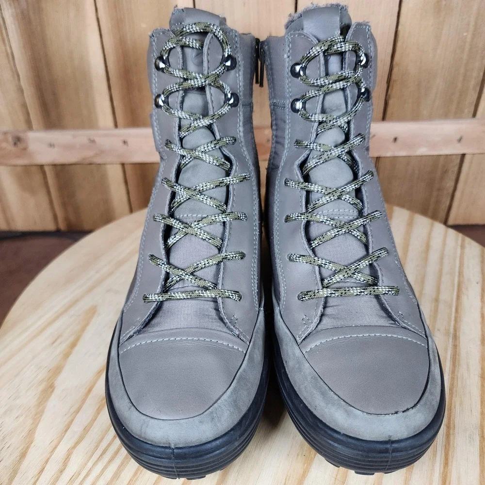 ECCO Soft 7 Gore-Tex Boots Womens 6.5 Gray Leather‎ Waterproof Ankle Snow Winter